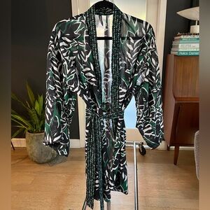 Miraclesuit Black and Green Patterned Swimsuit Coverup